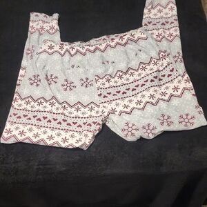 Gray and Red Snowflake Leggings